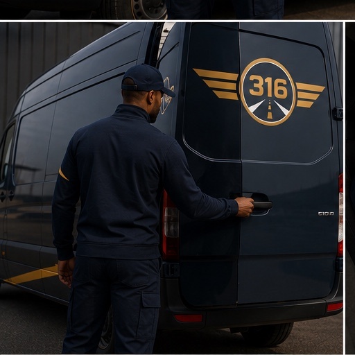 316Courier driver collecting a parcel for efficient drop-off